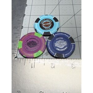 Harley Davidson Poker Chips Dealer Lot of 3 OK,TX